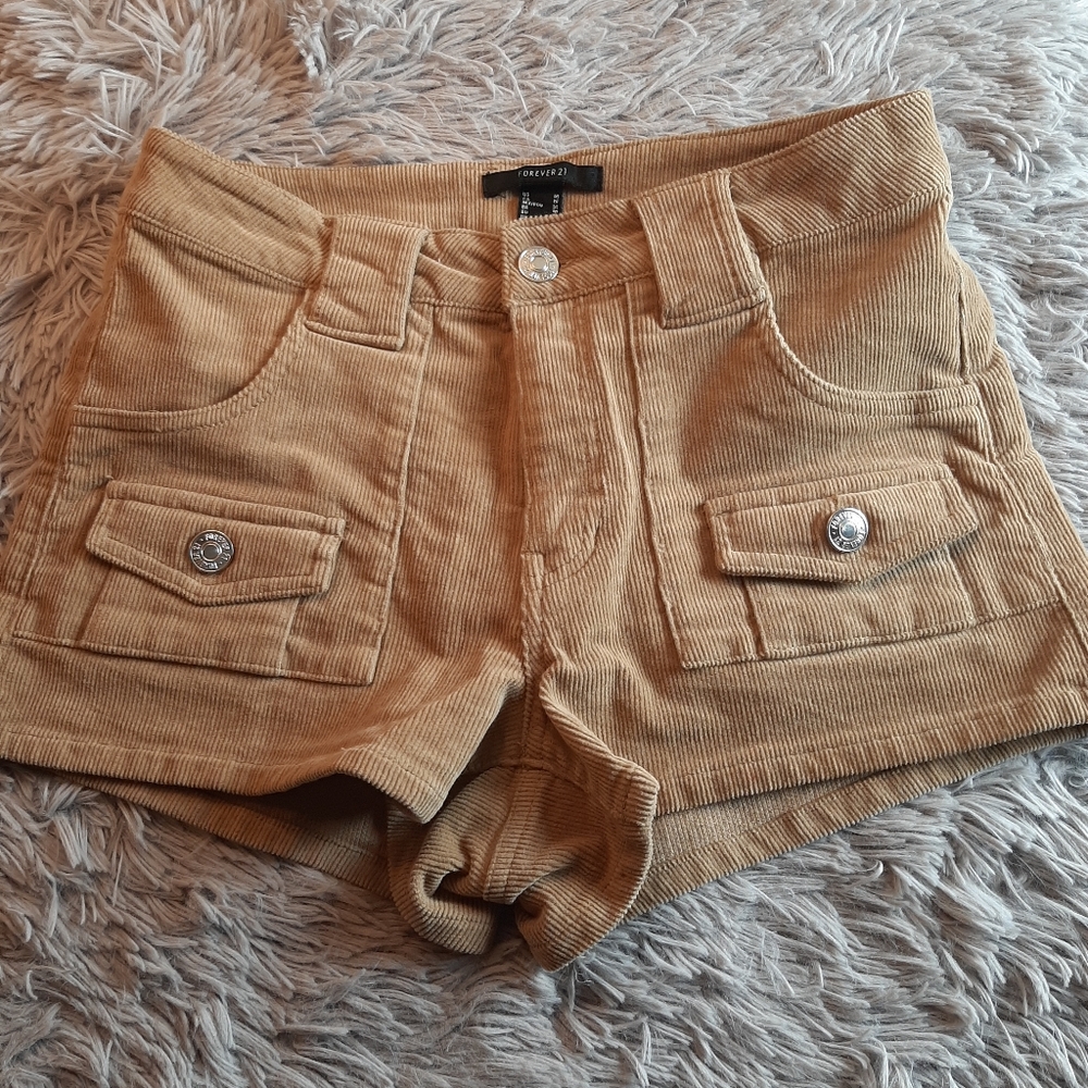Forever 21 Tan Corduroy Shorts Size Med